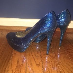 Guess Sapphire blue sparkle heels